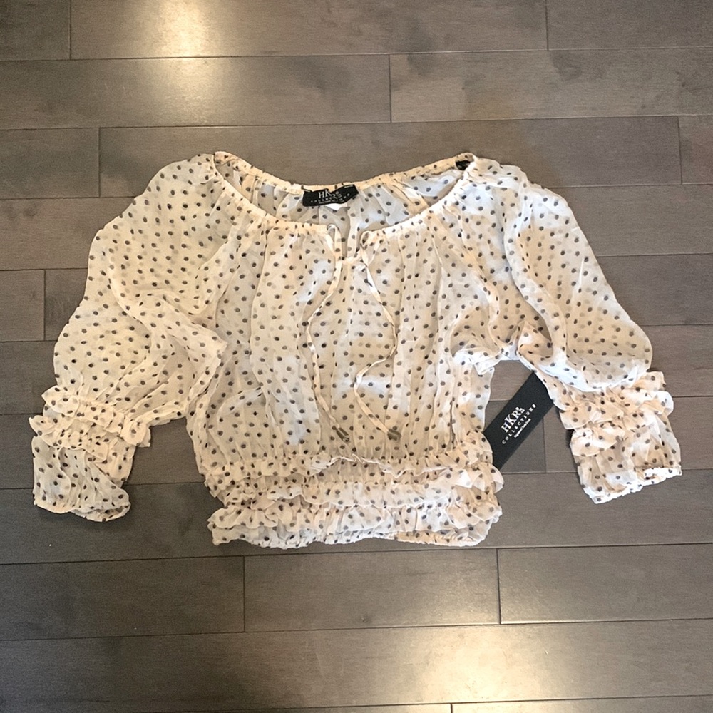 HKR Collections, Emma Chiffon Crop Top, size: S, colour: Natural